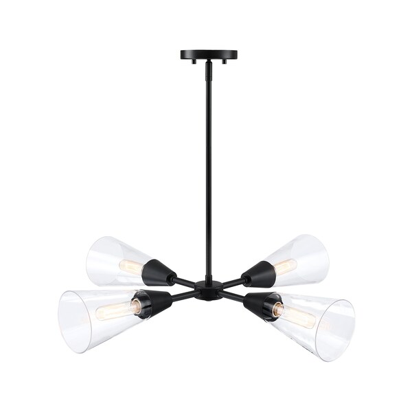 Designers Fountain Norro 4 Light Modern Matte Black with Clear Glass Shades Chandelier For Dining Rooms D290M-4CH-MB - main